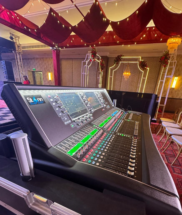 Professional sound console ready for an indoor event